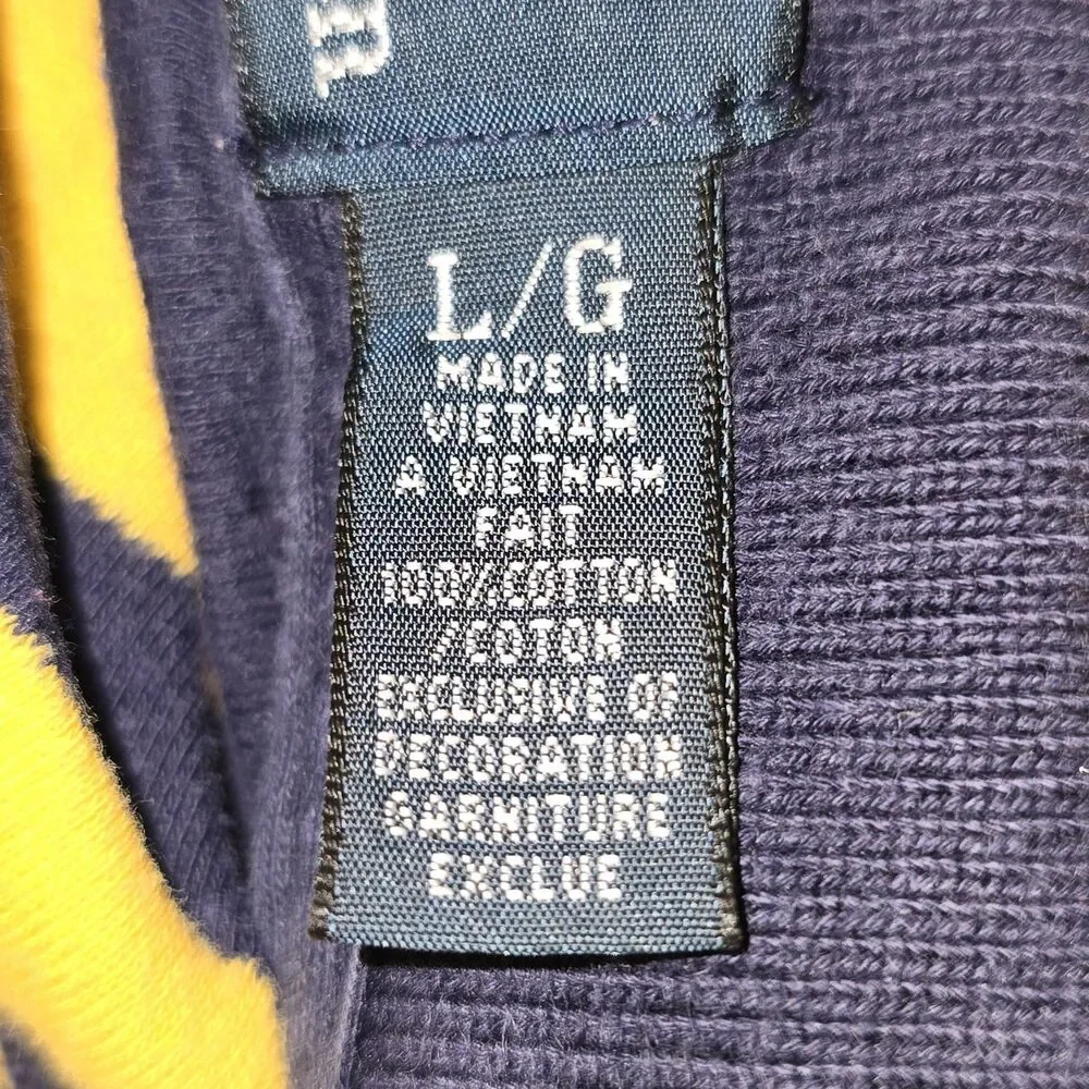 Polo Ralph Lauren Yellow Navy Striped Polo Shirt Short Sleeve Size Large